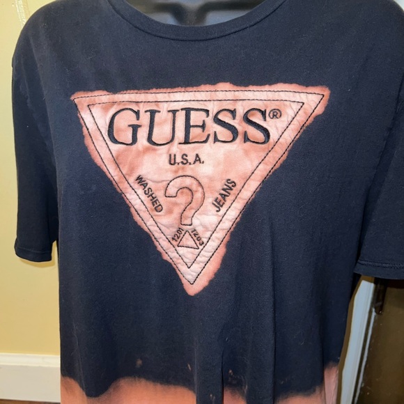 Guess Embossed Grunge Black Orange Colorblock Punk Short Sleeve Tee Size XL - Picture 9 of 14